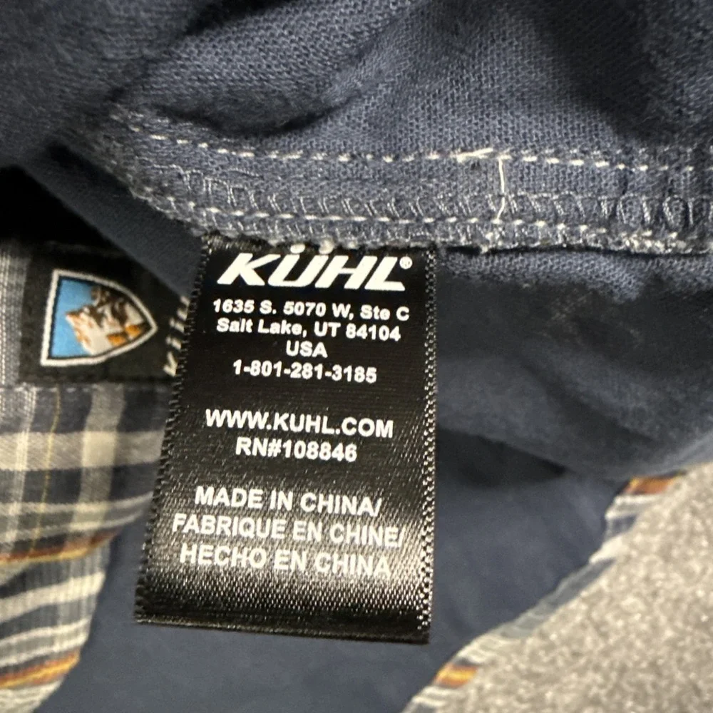 KUHL Men Blue Plaid Long Sleeve Button Up Shirt Outdoor Hiking Workwear Size L - Picture 7 of 9